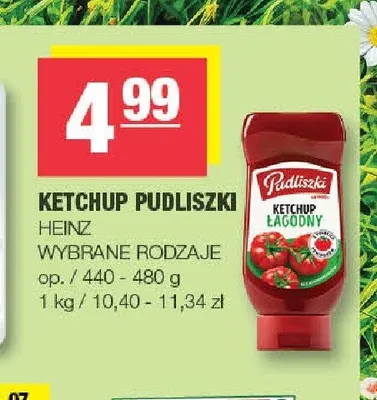 Ketchup łagodny Pudliszki promocja w SPAR