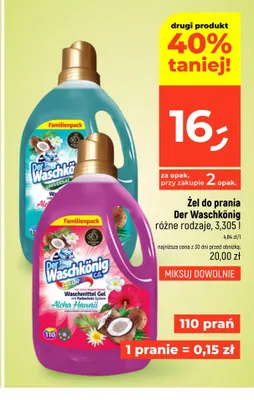 Żel do prania Der Waschkönig Color Aloha Hawaii promocja w Dealz
