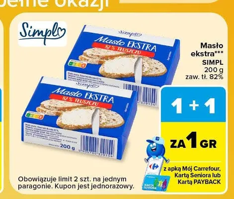 Masło ekstra Simpl promocja w Carrefour