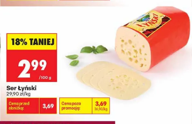 Ser żółty Łyński promocja w Biedronka
