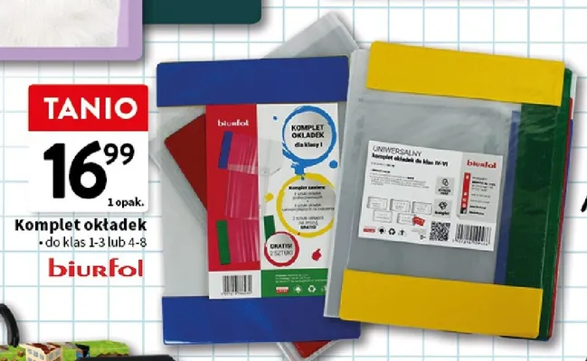 Komplet okładek Biurfol do klas 4-8 promocja w Intermarche