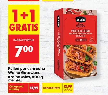 Pulled pork sriracha Wolno Gotowane Kraina Mięs promocja w Biedronka