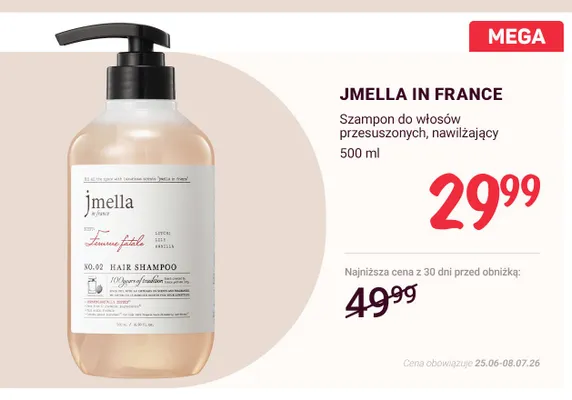Szampon do włosów przesuszonych nawilżający Jmella In France promocja w Rossmann