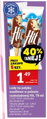 Lody na patyku waniliowe w polewie czekoladowej Hit promocja w Twój Market