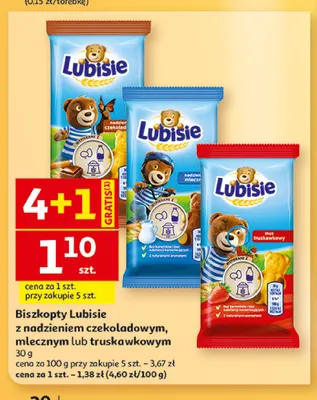 Biszkopty Lubisie z nadzieniem mlecznym promocja w Auchan