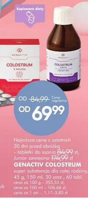 Suplement diety dla całej rodziny Genactiv Colostrum promocja w Super-Pharm
