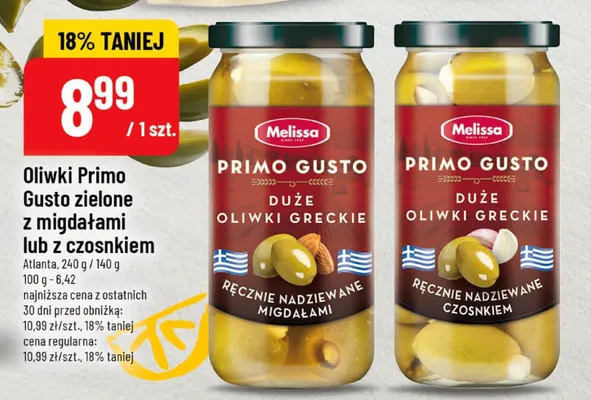 Oliwki Primo Gusto zielone z migdałami lub z czosnkiem promocja w POLOmarket