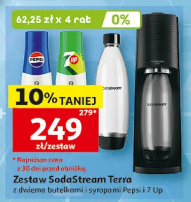 Zestaw SodaStream Terra z dwiema butelkami i syropami Pepsi i 7Up promocja w Auchan