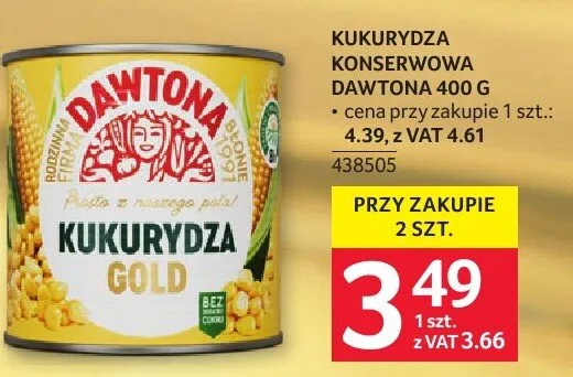 Kukurydza konserwowa Dawtona Gold promocja w Selgros