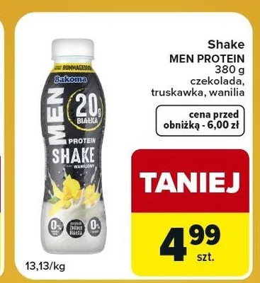 Shake Men Protein Bakoma wanilia promocja w Carrefour Express