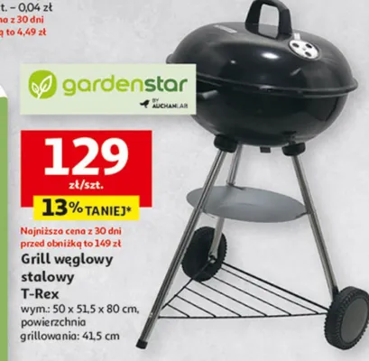 Grill węglowy stalowy T-Rex promocja w Auchan