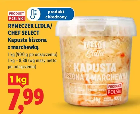 Kapusta kiszona z marchewką Ryneczek Lidla/Chef Select promocja w Lidl