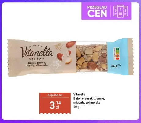 Baton orzeszki ziemne migdały sól morska Vitanella promocja w Biedronka