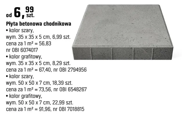 Płyta betonowa chodnikowa promocja w OBI