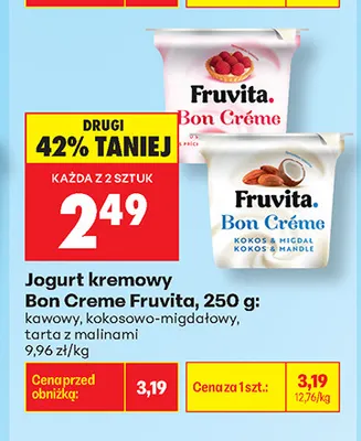 Jogurt kremowy Bon Creme Fruvita tarta z malinami promocja w Biedronka