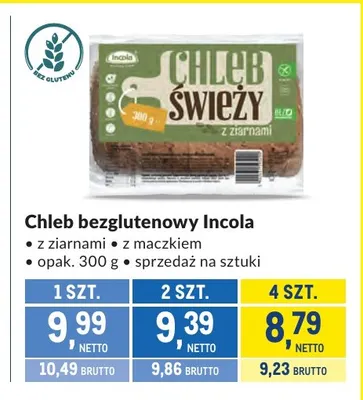 Chleb bezglutenowy z ziarnami Incola promocja w Makro