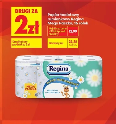 Papier toaletowy rumiankowy Regina Mega Paczka promocja w Biedronka
