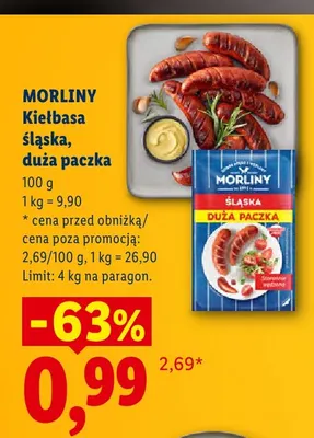 Kiełbasa śląska duża paczka Morliny promocja w Lidl