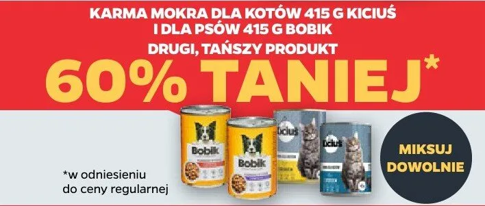 Karma mokra dla kotów Kiciuś DRUGA -60% Kicius promocja w Netto