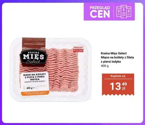 Mięso na kotlety z fileta z piersi indyka Kraina Mięs Select promocja w Biedronka