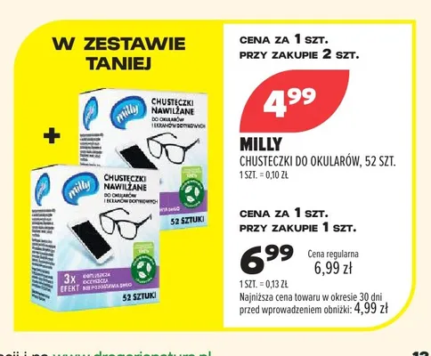 Chusteczki do okularów Milly promocja w Drogerie Natura