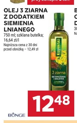 Olej lniany 3 ziarna z dodatkiem siemienia lnianego Kujawski promocja w Stokrotka