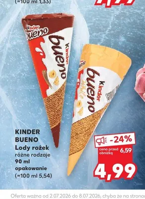 Lody rożek Kinder Bueno promocja w Kaufland