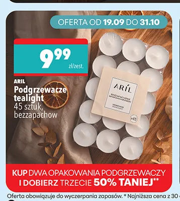 Podgrzewacze tealight bezzapachowe Aril promocja w Biedronka