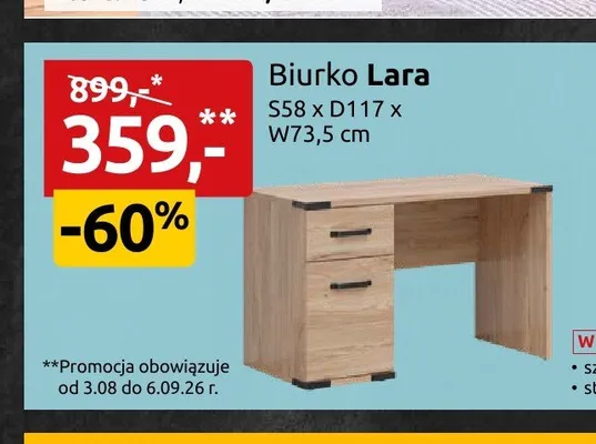 Biurko Lara Black Red White promocja w Black Red White