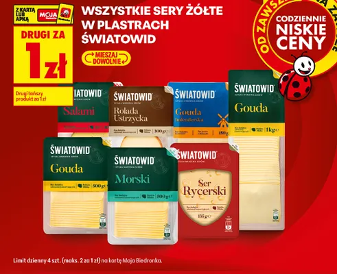 Ser żółty w plastrach Gouda Światowid promocja w Biedronka