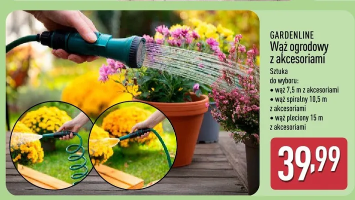 Wąż ogrodowy z akcesoriami promocja w Aldi
