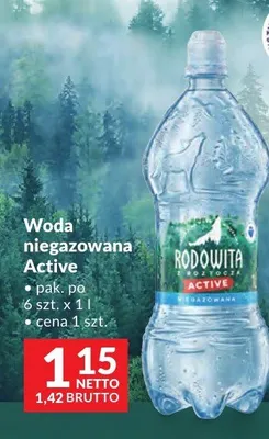 Woda niegazowana Active Rodowita promocja w Makro