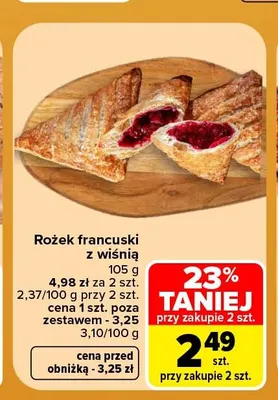 Rożek francuski z wiśnią promocja w Carrefour