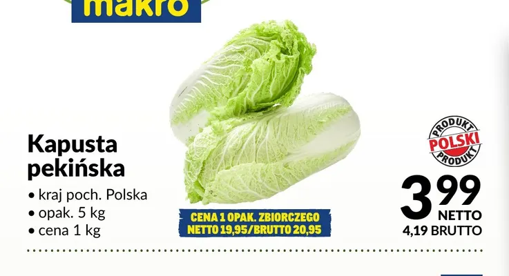 Kapusta pekińska promocja w Makro