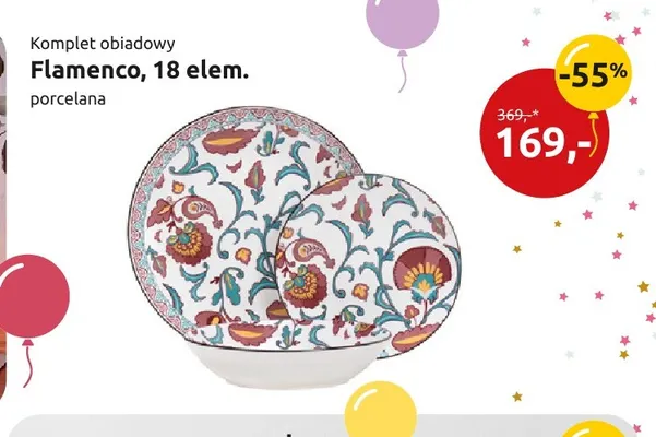 Komplet obiadowy Flamenco 18 elem. promocja w Black Red White