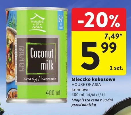 Mleczko kokosowe House of Asia kremowe promocja w Intermarche