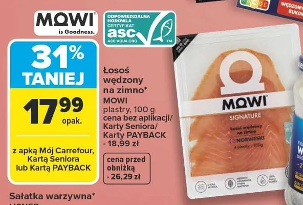 Łosoś wędzony na zimno plastry promocja w Carrefour
