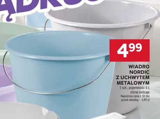 Wiadro Nordic z uchwytem metalowym 5 l promocja w Stokrotka