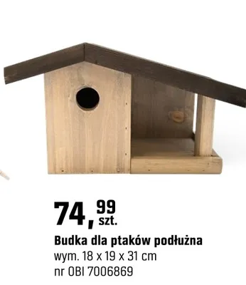 Budka dla ptaków podłużna promocja w OBI