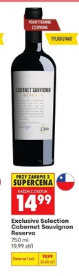 Wino czerwone półwytrawne Exclusive Selection Cabernet Sauvignon Reserva promocja w Biedronka