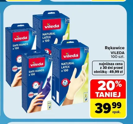 Rękawice lateksowe Vileda Safe Hands 100-pak promocja w Carrefour