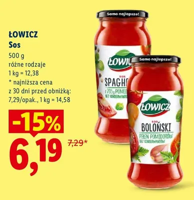 Sos spaghetti Łowicz promocja w Lidl