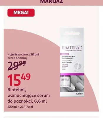 Wzmacniające serum do paznokci Biotebal promocja w Rossmann