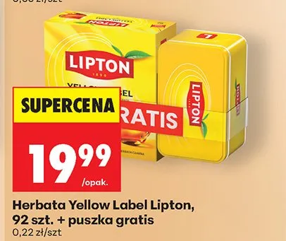 Herbata Yellow Label 92 szt. + puszka gratis promocja w Biedronka