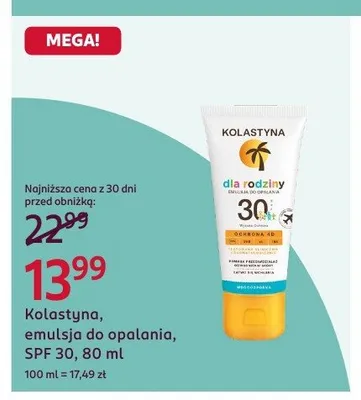 Emulsja do opalania SPF 30 Kolastyna promocja w Rossmann
