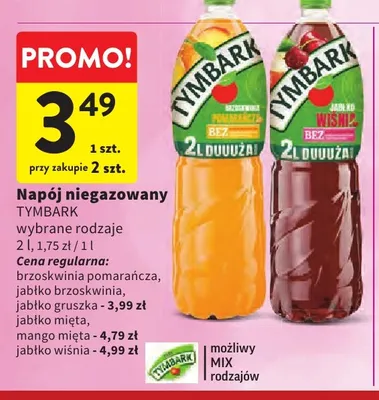 Napój niegazowany Tymbark jabłko brzoskwinia promocja w Intermarche