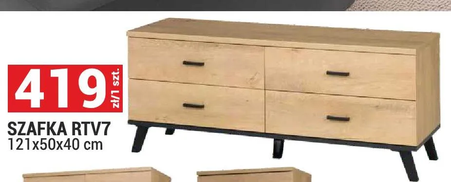 Szafka RTV7 System John dąb lefkas/czarny 121x50x40cm promocja w Merkury Market