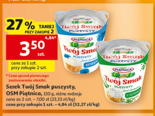 Serek Twój Smak puszysty naturalny Piątnica promocja w Auchan