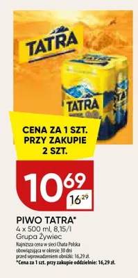 Piwo tatra promocja w Chata Polska