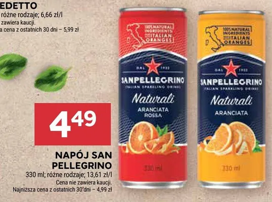 Napój San Pellegrino Naturali Aranciata Rossa promocja w Stokrotka